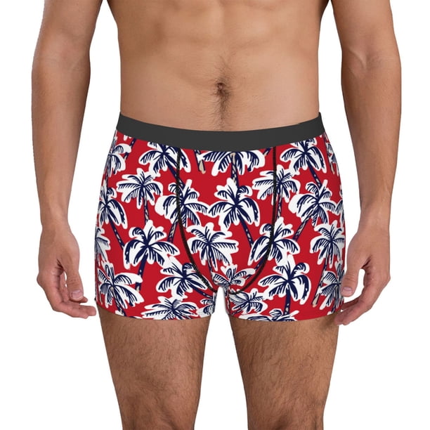 Fotbe Palm Tree Pattern on Red Calzoncillos Tipo Boxer con Bolsa de Soporte Total para Hombre, X-Temp Fresco, Transpirable y de Secado Rápido-XX-Large