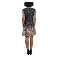 thumbnail image 2 of LONDON TIMES Womens Black Zippered Floral Cap Sleeve Round Neck Above The Knee Fit + Flare Dress Petites 12P, 2 of 2
