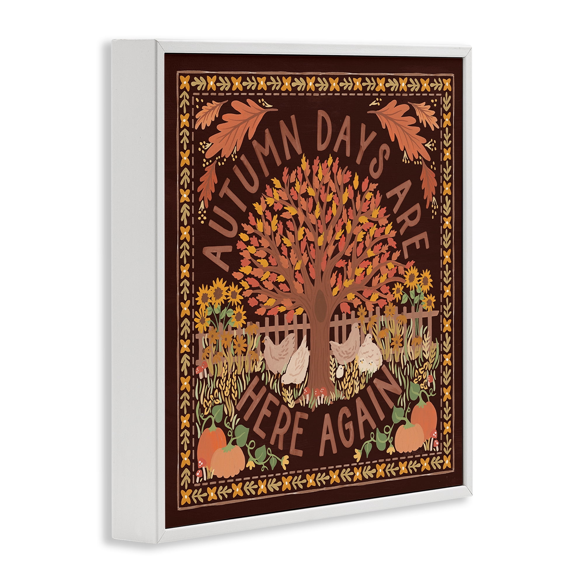 Stupell Industries Autumn Days on Brown Landscape Painting White Framed Art Print Wall Art, 24 x 24