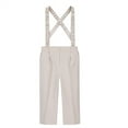 thumbnail image 4 of Boys Suspenders Suit Pants, Solid Color Straight Leg Dress Pants with Elastic Straps, Kids Formal Trousers for School, Wedding and Special Occasions Beige 100, 4 of 4