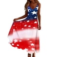 thumbnail image 6 of Rciityk Women's 250th Anniversary 4th of July Maxi Dress - V Neck Spaghetti Strap Patriotic USA Flags Star Print Sleeveless Ankle Length Casual Dress, 6 of 8