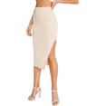 thumbnail image 1 of Falda midi entallada con abertura para mujer Albaricoque macizo G Albaricoque macizo G Xishao ropa, 1 of 2