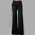 thumbnail image 2 of FAIWAD Soft Lightweight Pants for Women Solid Color Drawstring Skirt Pants Wide Leg Yoga Palazzo Trousers (3X-Large, Black), 2 of 6