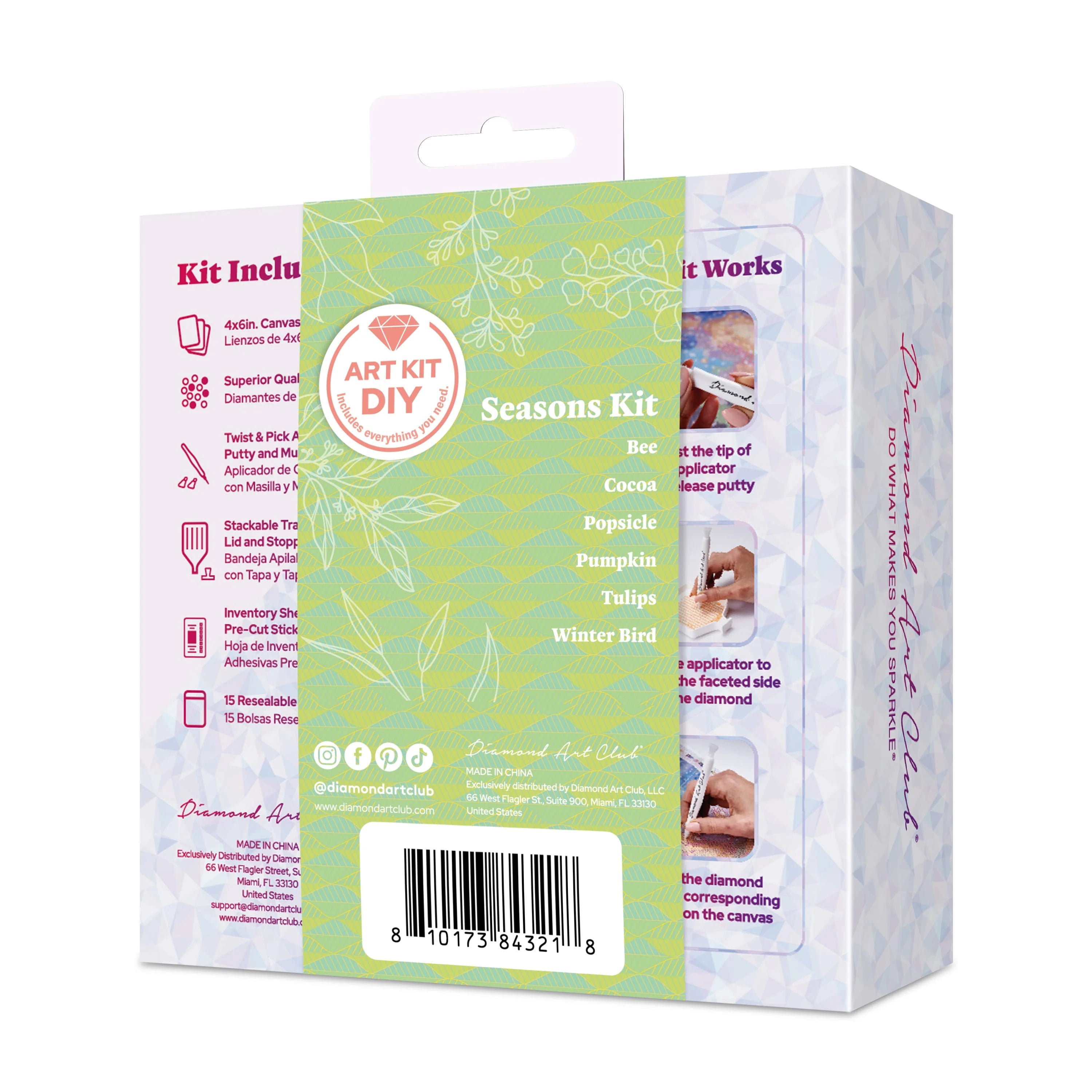 DIAMOND ART CLUB® Mini Dazzles - Seasons, Fun DIY Diamond Painting Kit for Adults, Diamond Art Canvas for Beginners, 4" x 6" (Pack of 6)