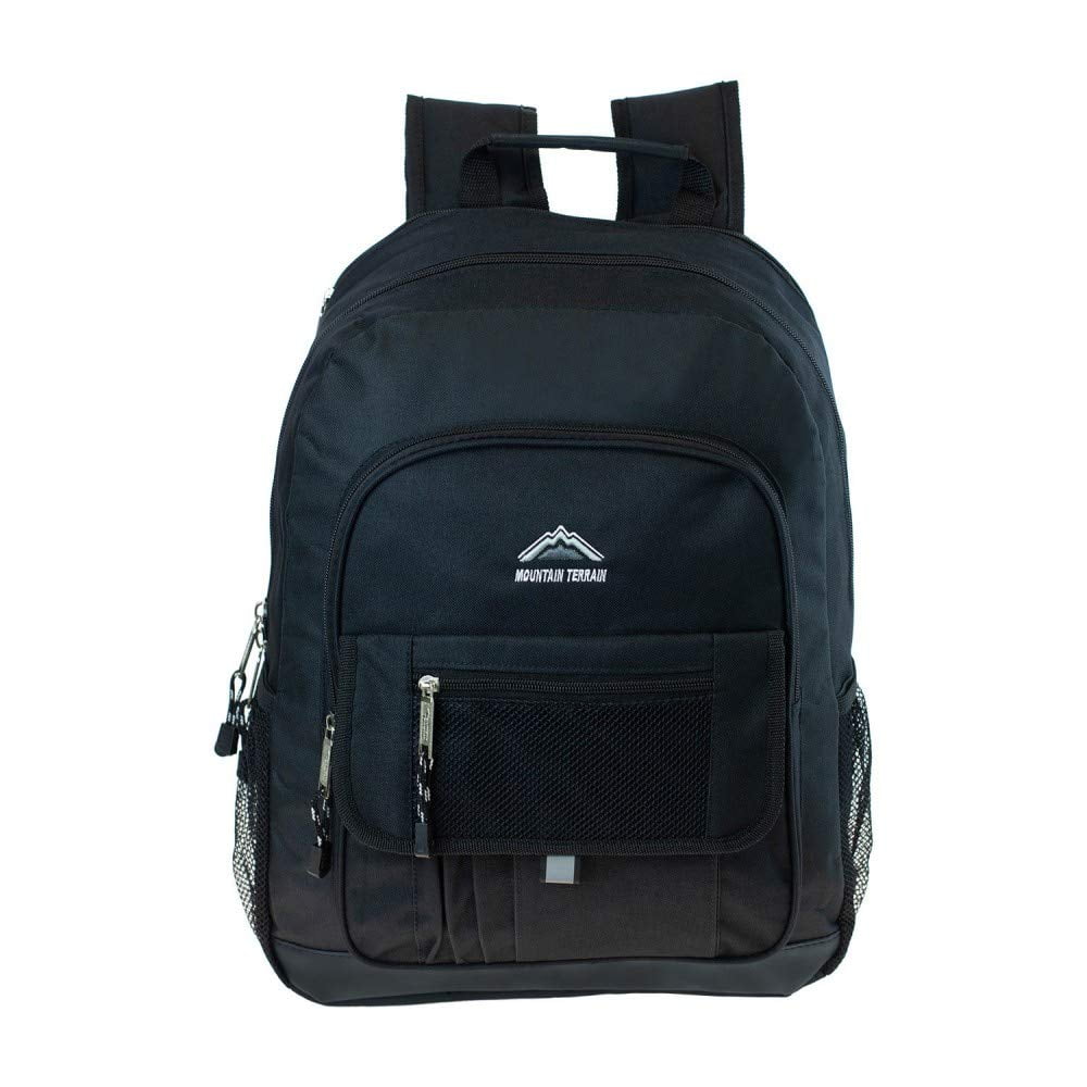 Mountain Terrain Backpack w/Workbook Sleeve, Black 17"