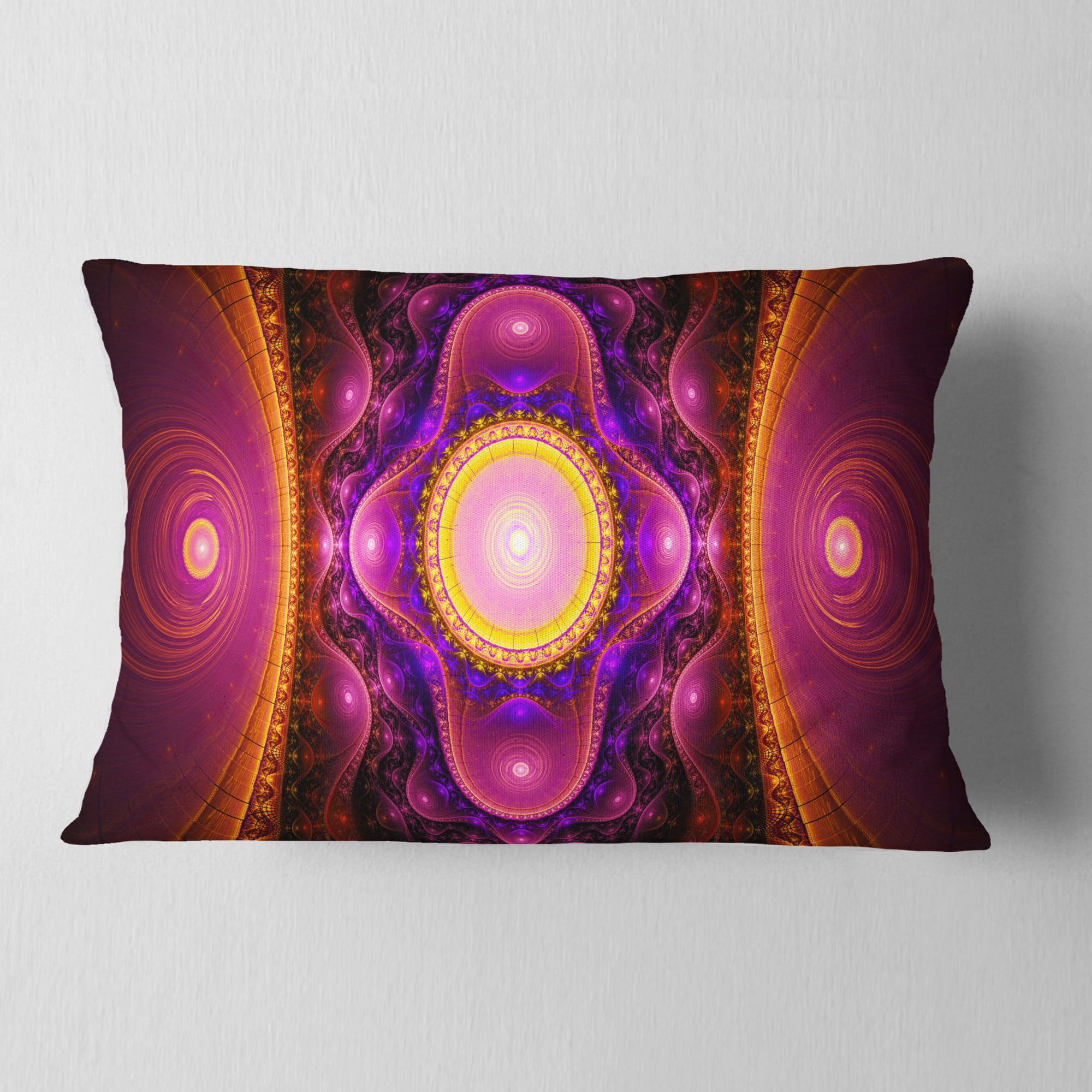 Designart Pink Cryptical Fractal Design - Abstract Throw Pillow - 12x20