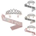 thumbnail image 2 of 1set Bling Rhinestone Crown Tiara Sash Birthday Anniversary Party Decor Supplies, 2 of 4
