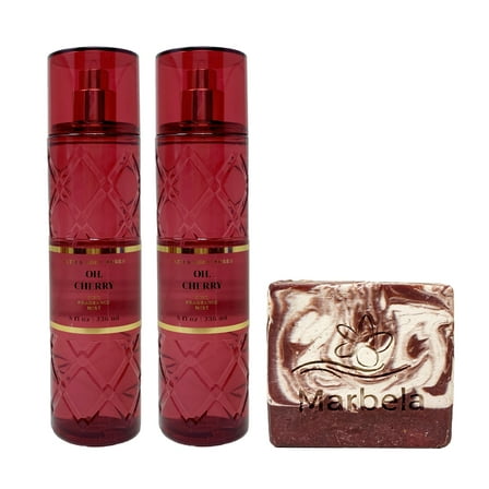 Bath & Body Works Oh, Cherry 2 Pack Fine Fragrance Mist Bundle with a Marbela Cherry On Top Bar Soap - Full Size
