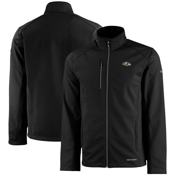 Men's Cutter & Buck Black Baltimore Ravens Evoke Eco Softshell Recycled Full-Zip Jacket