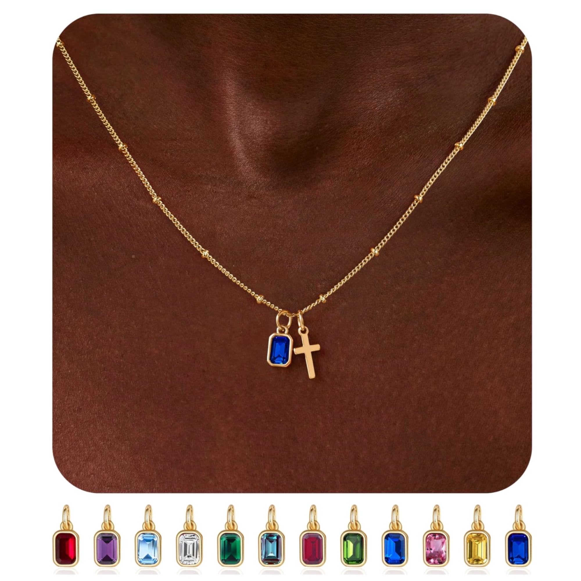 Turandoss Birthstone Cross Necklaces for Women 14K Gold Plated Dainty Faith Jewelry with 12 Month Tanzanite Pendant Birthstone Birthday Religious Christian Gifts for Women Teen Girls