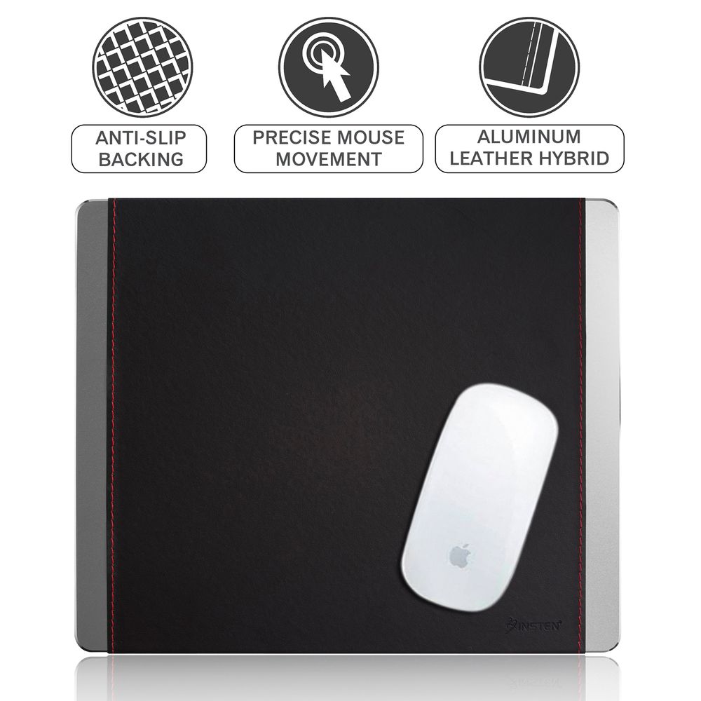 Insten Aluminum w/Leather Strong Durable Mouse Pad 3mm Thick NonSlip
