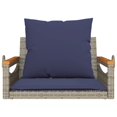 thumbnail image 2 of vidaXL Swing Bench with Cushions Grey 63x62x40 cm Poly Rattan, 2 of 5