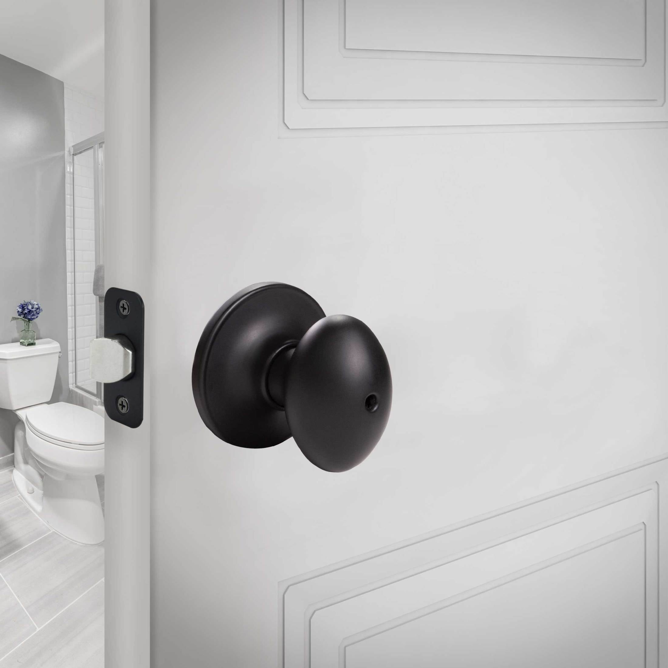 Design House Egg Privacy Bed and Bath Door Knob, Matte Black