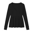 thumbnail image 4 of QHFBli Women Knit Tops Long Sleeve Lace Patchwork Low Cut Peplum Sweater Fairy Vintage 90s Coquette Blouse, 4 of 4
