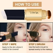 Aliver Foundation Stick Makeup 2-in-1 Color Changing Foundation Stick Flawless Concealer with Cosmetic Brushes, Ivory White