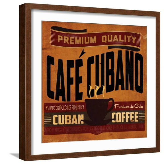 Art.com Cuban Coffee Sq Art Print by Jason Giacopelli, Brown Frame Wall Art, 21" x 21"
