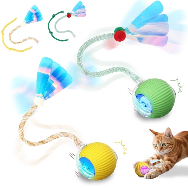 Juguetes Interactivos para Gatos FurryJoy Pelota Inteligente Giratoria 360° 2PCS