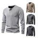 thumbnail image 5 of pstuiky camisa de manga larga para hombre, Suéter informal de manga larga con cuello redondo y medio botón para hombre, de color liso y moderno camisetas de hombre s, 5 of 9