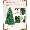 thumbnail image 2 of Prelit Christmas Tree, Artificial Holiday Xmas Tree 6ft 1400 Branch Tips, 9 Lighting Modes Multicolour 350 LED Lights, Multiple Decorative Accessories, Slim PVC Xmas Tree for Holiday Decor, 2 of 8