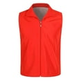 thumbnail image 2 of rygai Men's Vest Lapel Sleeveless Pockets Zipper Placket Mesh Lining Outdoor Vest Volunteer Bright Color Slim Fit Work Waistcoat,Red,XL, 2 of 8