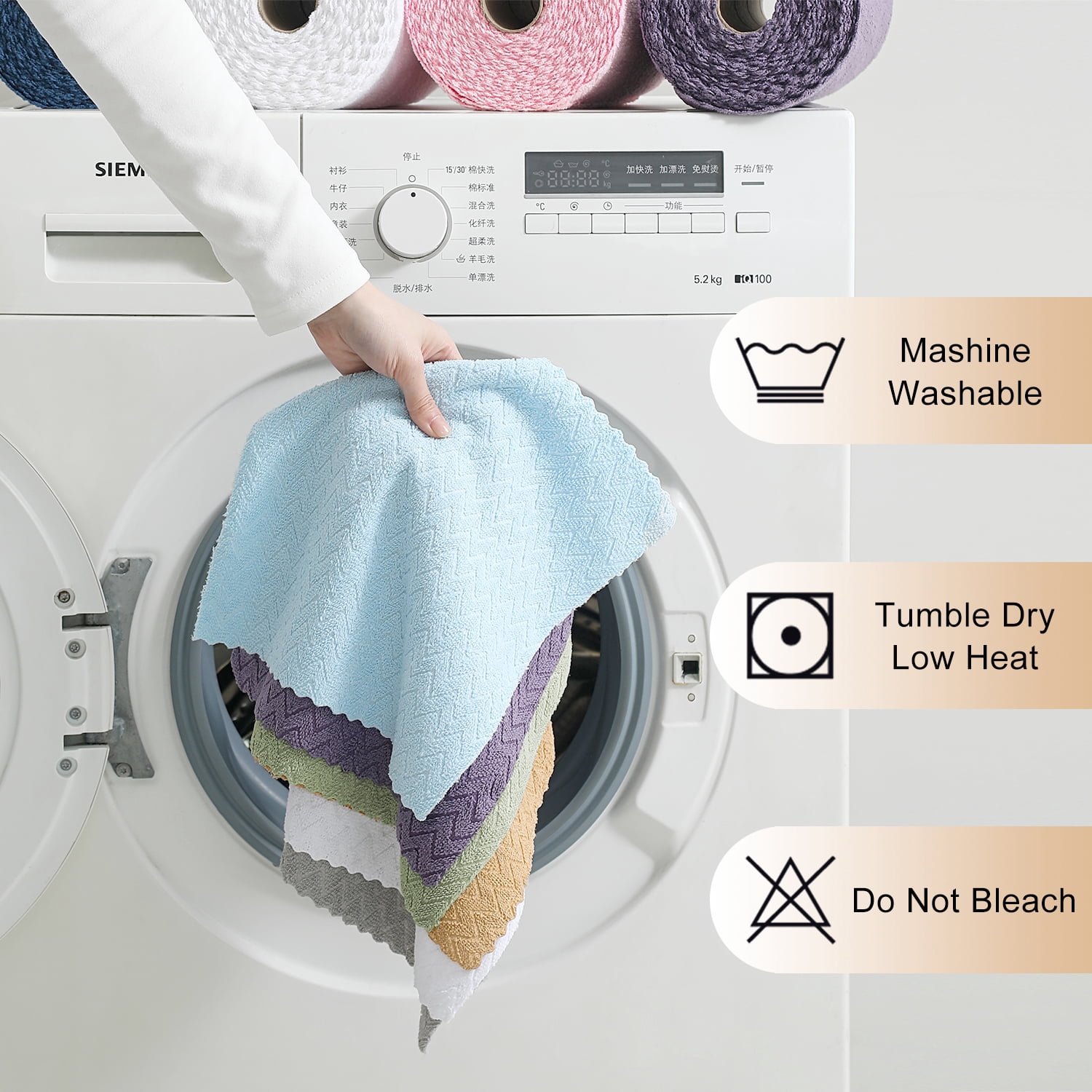 Jessy Home 80 Pack Textured Microfiber Clean Cloth Roll,Tear Away 12"x12" Reusable Paper Towel Lint Free Rags & Durable Dish Cloth, Ultra Absorbent Shop Towels for Kitchen,Car,Window-Yellow