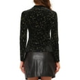 thumbnail image 3 of INSPIRE CHIC Women's Star Print Round Neck Long Sleeve Velvet Blouses XS Black, 3 of 6