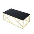 thumbnail image 3 of Hassch Modern Glass Coffee Table Living Room Center Table Accent Cocktail Table with Metal Frame in Polished Gold Finish, 3 of 9
