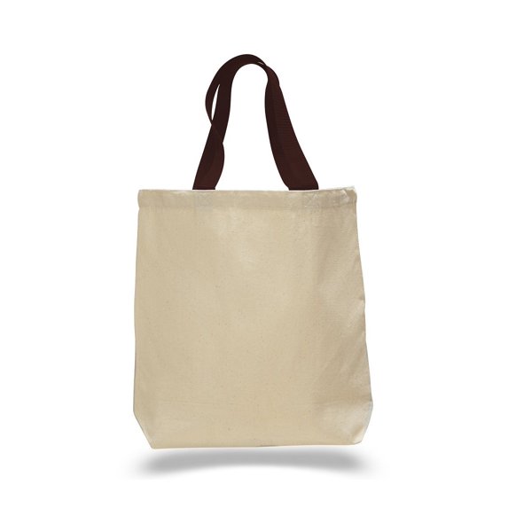 Promotional Priced Canvas Tote Bag W/Color Handles Art Craft Blank Tote (Set of 6)