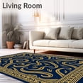 thumbnail image 2 of ODIKA 4'x6' Machine Washable Non-Slip Area Rug, Collegiate Banner Scroll Welcome Entrance High Traffic Rug with Pad, Blue, 676436, 2 of 8