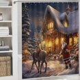 thumbnail image 5 of Santa Claus Reindeer Vintage 4 Pcs Shower Curtain Set with Rug Bathroom Sets with Waterproof Fabric And Non-Slip Rugs Toilet Lid Cover Bath Mat Decor with Hooks, 5 of 8