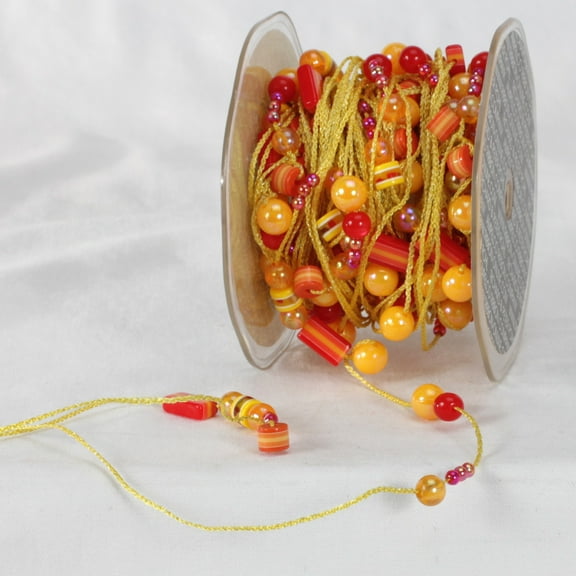 The Ribbon People Orange and Yellow Colorado Garland Beads Ribbon 0.25" x 27 Yards