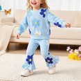 thumbnail image 6 of TOWED22 Baby Girl Fall Winter 2 Piece Outfits Set Toddler Clothes Long Sleeve Soft Sweatshirt + High WaistPants Cute(Blue,3-4 Y), 6 of 9