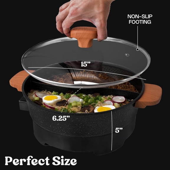Rolka Electric Hot Pot with Divider - Portable Shabu Shabu Cooker for Spicy and Mild Broths