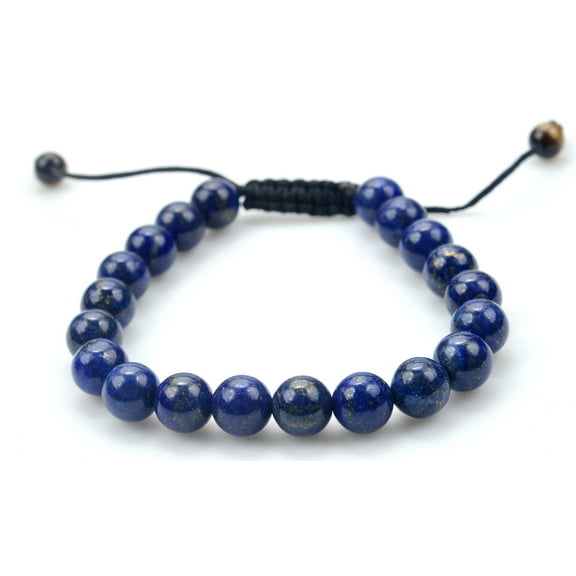 Fashion Jewery men Women Beautiful Lapis Lazuli Round Gemstone Macrame Style adjustable Bracelet