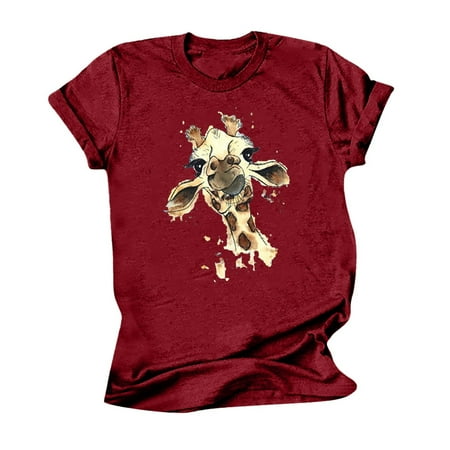 

Womens Tops Corset Tops for Women Women s Casual Round-Neck Printed T-Shirt Loose Fit Short Sleeve Tops Blouse White Long Sleeve Shirts for Women on Clearance Valentine Shirts for Women Red M