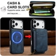 thumbnail image 4 of 2 In 1 Detachable Leather Wallet and Phone Cases Compatible With IPhone 17 Pro Max 6.9" Wallet Case Zipper Pocket MagSafe Magnetic Phone Cases,Blue,For iPhone 17 Pro Max, 4 of 7