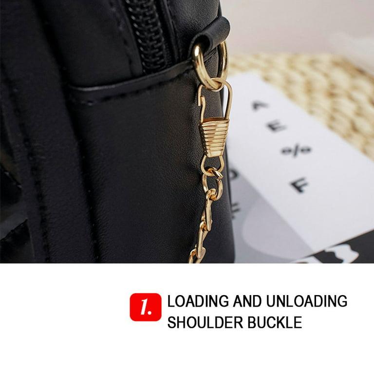 Mini Hobo Bag Quilted Chain PU Black