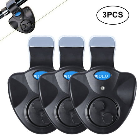 Fish Stix 3 Pcs Sensitive Fishing Bite Alarm Indicator Electronic Fish Bite Buzzer Practcial Fishing Bite Alert, Suitable for Fishing, Black ()