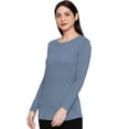 thumbnail image 3 of eloria Women's T-Shirt Round Neck Solid Color Plain Full Sleeve T-Shirt Color: Grey | Size: XS, 3 of 7