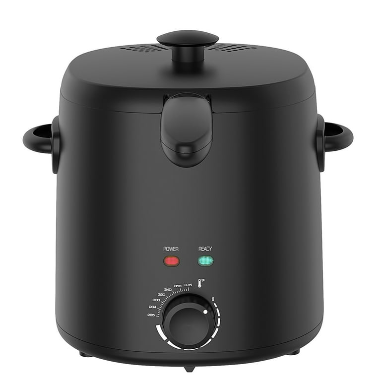 Mainstays, Deep Fryer, 2QT Round, Black, Detachable Basket, Adjustable Thermostat, Cool Touch Handle, New Condition