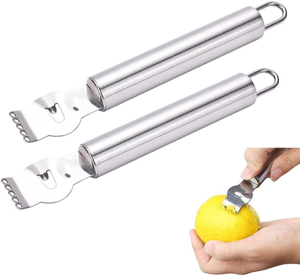 Lemon Zester Stainless Steel Citrus Grater with Channel Knife and
