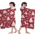 thumbnail image 4 of Red Christmas Tree and Deer Pattern Hooded Bath Towel，60"x35" for Ages 3 To 12 Kids, Quick Dry Lightweight Soft Microfiber Hood Beach Towel Cover Up for Kids, 4 of 7