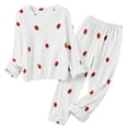 thumbnail image 6 of MVRLSH Pajamas For Women Set Cute Strawberry Print Winter Coral Fleece Pajama Set Thick Warm 2 Piece Flannel Loungewear Cozy White M-Xxl, 6 of 9