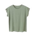 thumbnail image 2 of Hurxie Womens Cap Sleeve T Shirts Crewneck Loose Fit Crop Tops Summer Casual Tee Fashion Trendy Clothes Army Green,5XL, 2 of 5