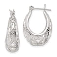 thumbnail image 4 of 925 Sterling Silver Oval Filigree Hoop Earrings, 4 of 5
