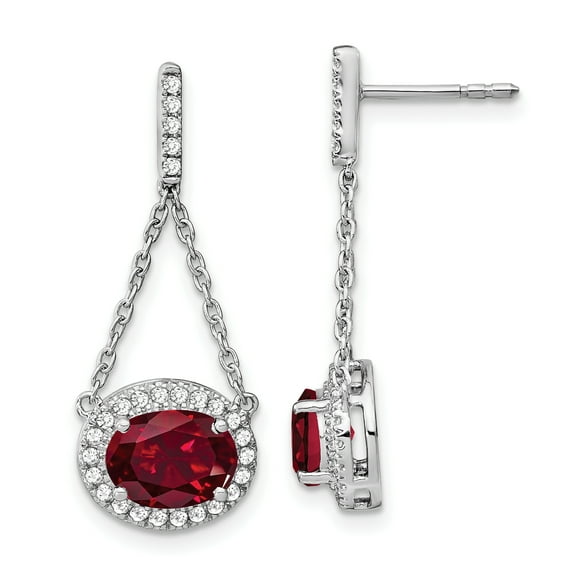 Primal Gold 14 Karat White Gold Created Ruby and Diamond Earrings