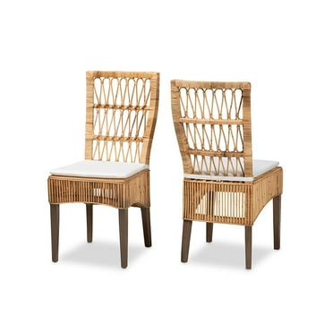 Baxton Studio Sullivan Modern Natural Brown Rattan 2-Piece Dining Chair Set