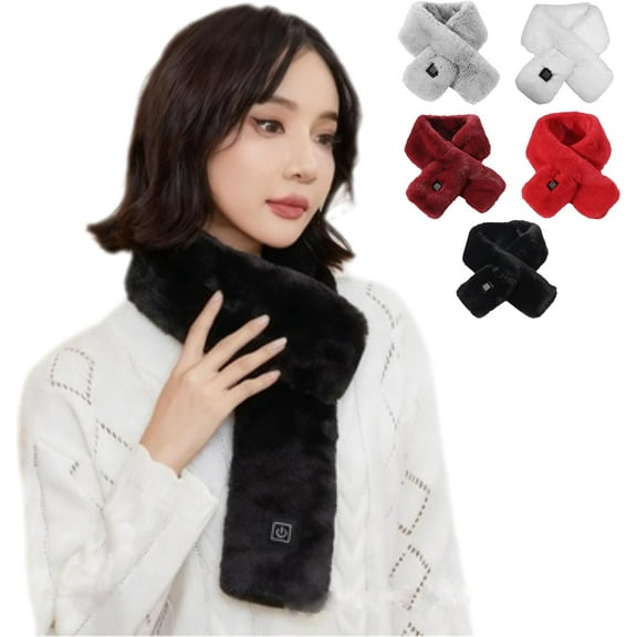 Heatwave Scarf - Hidden Pocket, Rechargeable Heated Scarf, Neck Warme with 3 Heat Settings, Soft, Safe, Washable, with Overheat Protection (Black-A)