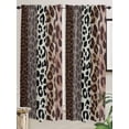 thumbnail image 5 of Animals Printed Striped Living Room Curtains 2 Panel, Rustic Country Leopard Textured Cafe Window Treatment, Extra Long Farmhouse Bedroom Bathroom Kitchen Curtains Drapes 104"x72", 5 of 6