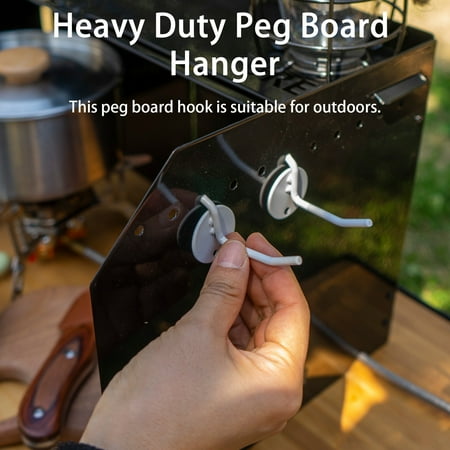 

Yanerim 2Pcs Peg Board Hook Strong Load Bearing High Hardness Sturdy Structure Fall Prevention No Trace Non-Slip Peg Board Hanger Outdoor Supply
